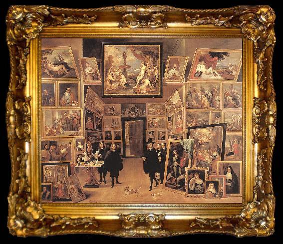framed  TENIERS, David the Younger Archduke Leopold Wilhelm in his Gallery fyjg, ta009-2